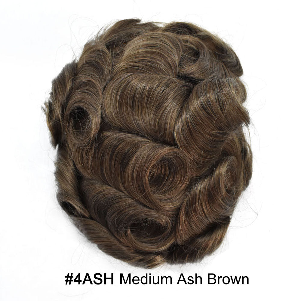French Lace With PU Hair System For Men Natural Hairline Bleached  Knots Toupee for Men