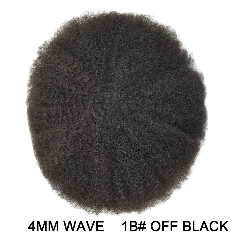 Kinky Curly Afro Mens Toupee 0.03-0.06mm Thickness PU  Hair Unit For Black Men