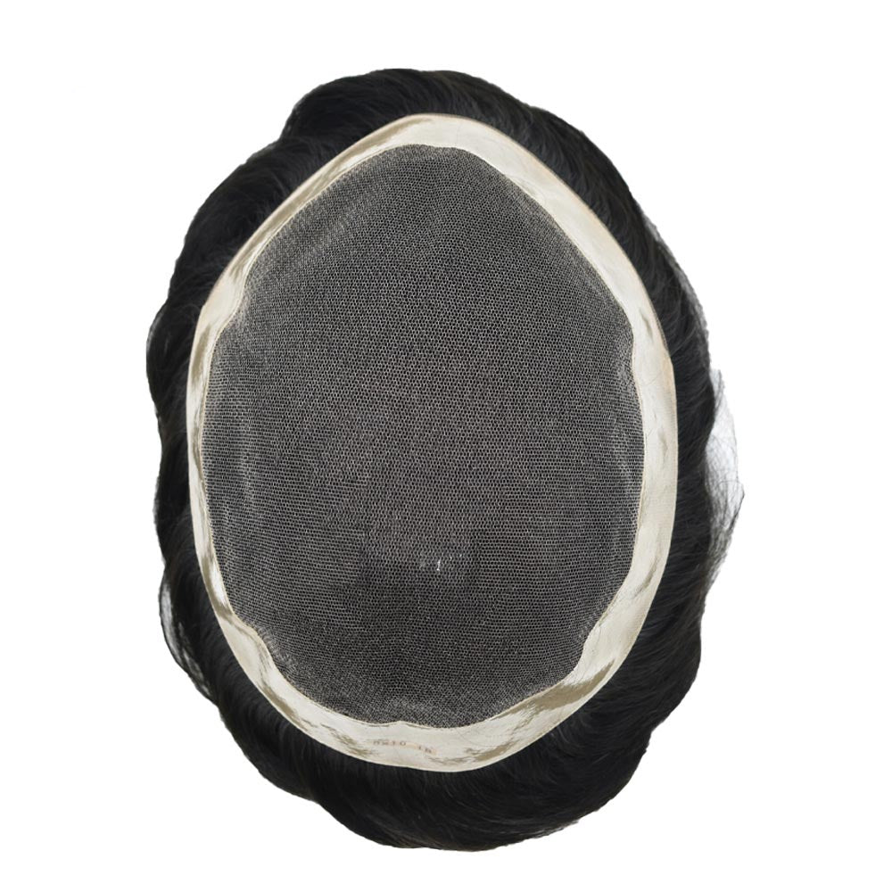 Mens Toupee Hair System French Lace PU Coated Mens Hairpiece Center Lace Human Toupee for Men