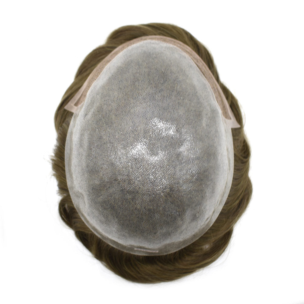 Mens Toupee Lace Front Skin Hair System for Men 0.06mm Thin Skin Undetectable V-looped Mens Hairpieces