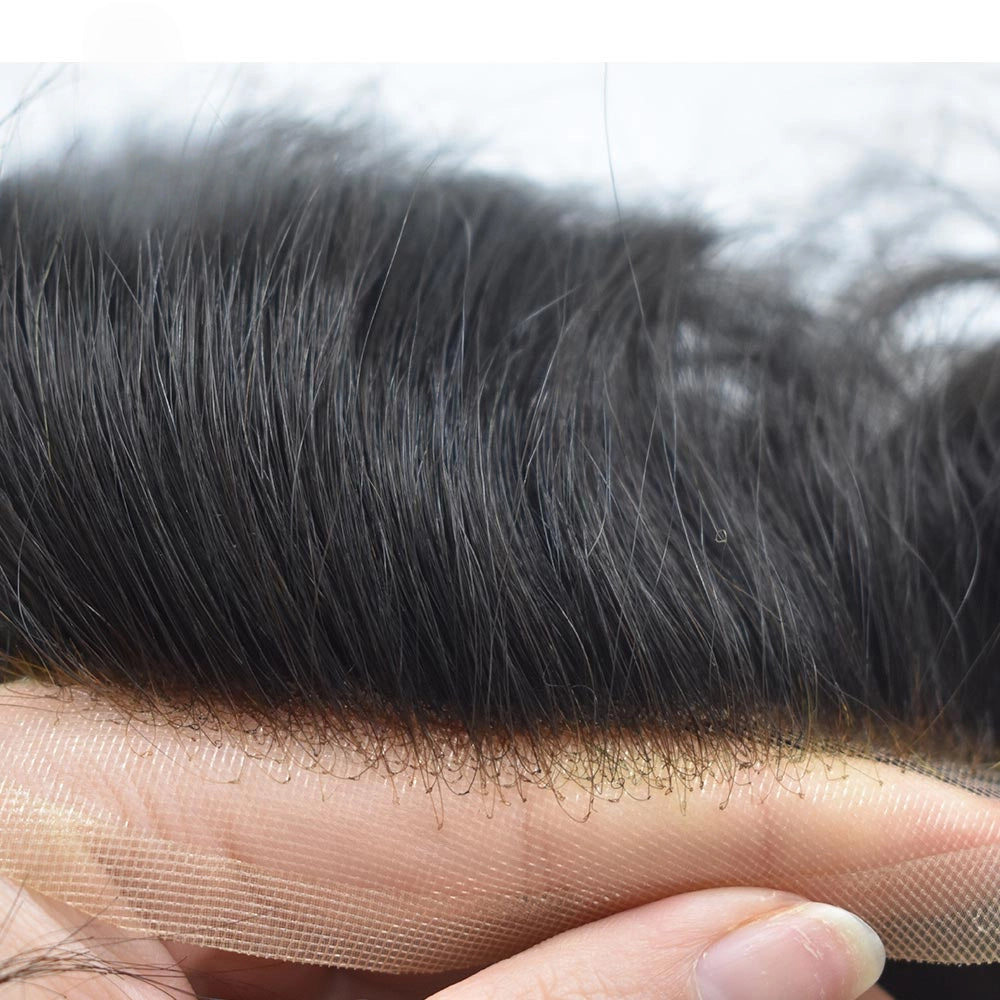 Fine Mono Hair System for Men PU Coated Perimeter 1/4ft Welded Mono Mens Hairpieces Lace Front Toupee