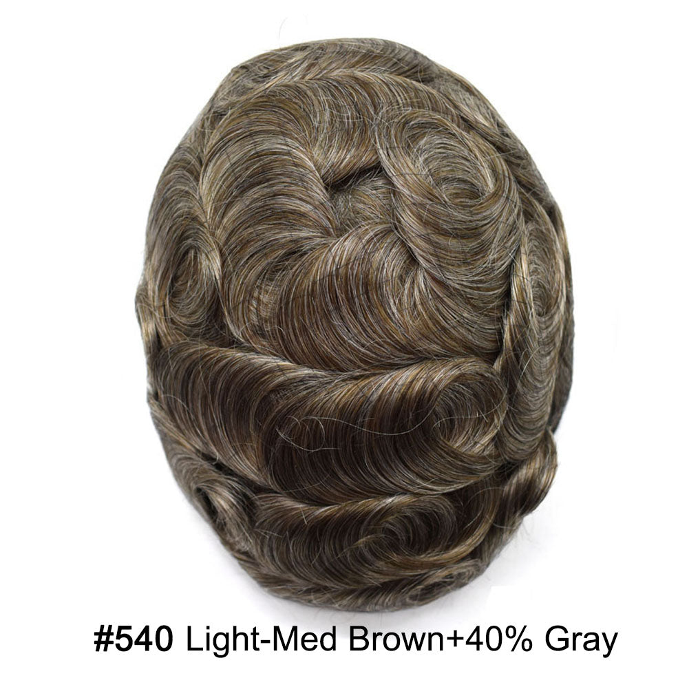 Durable Full Poly Thin Skin Men's Hair System – 0.12mm Breathable Toupee with Natural Hairline