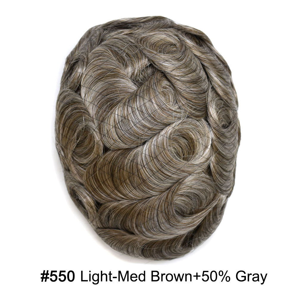 Fine Mono Mens Hair Pieces French Lace Front Men Toupee Poly Skin Hair Replacement System for Men