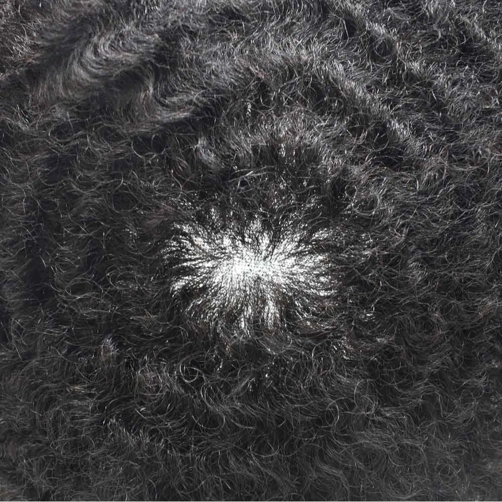 Afro Curl Hairpiece for Black Men – Full Thin Skin Base Men's Toupee