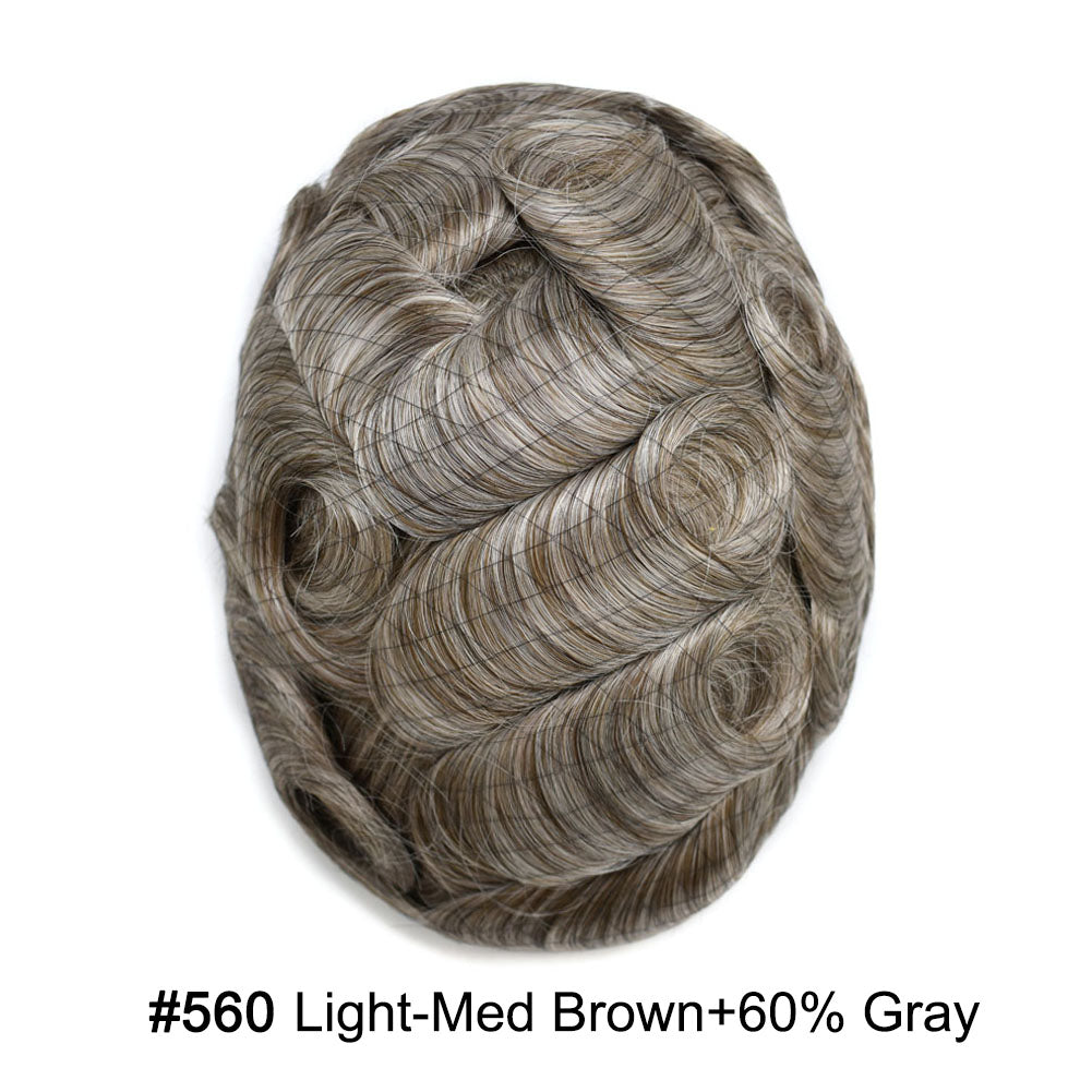 Durable Full Poly Thin Skin Men's Hair System – 0.12mm Breathable Toupee with Natural Hairline