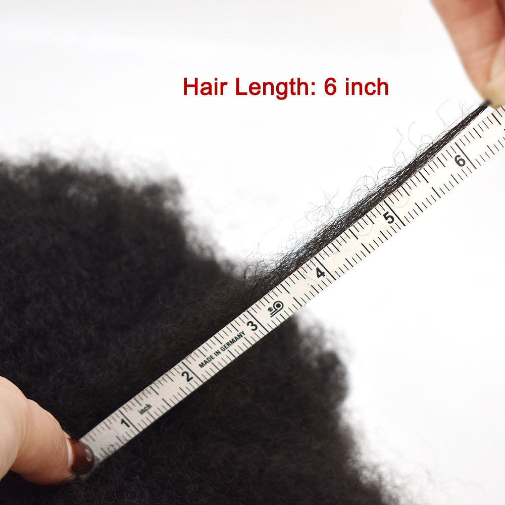 Kinky Curly Afro Mens Toupee 0.03-0.06mm Thickness PU  Hair Unit For Black Men
