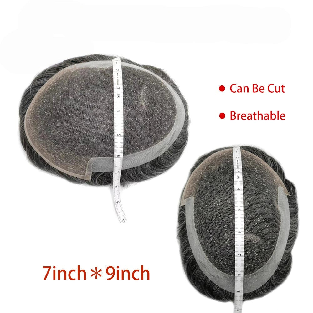 French Lace Front Mens Toupee Breathable Human Hairpiece