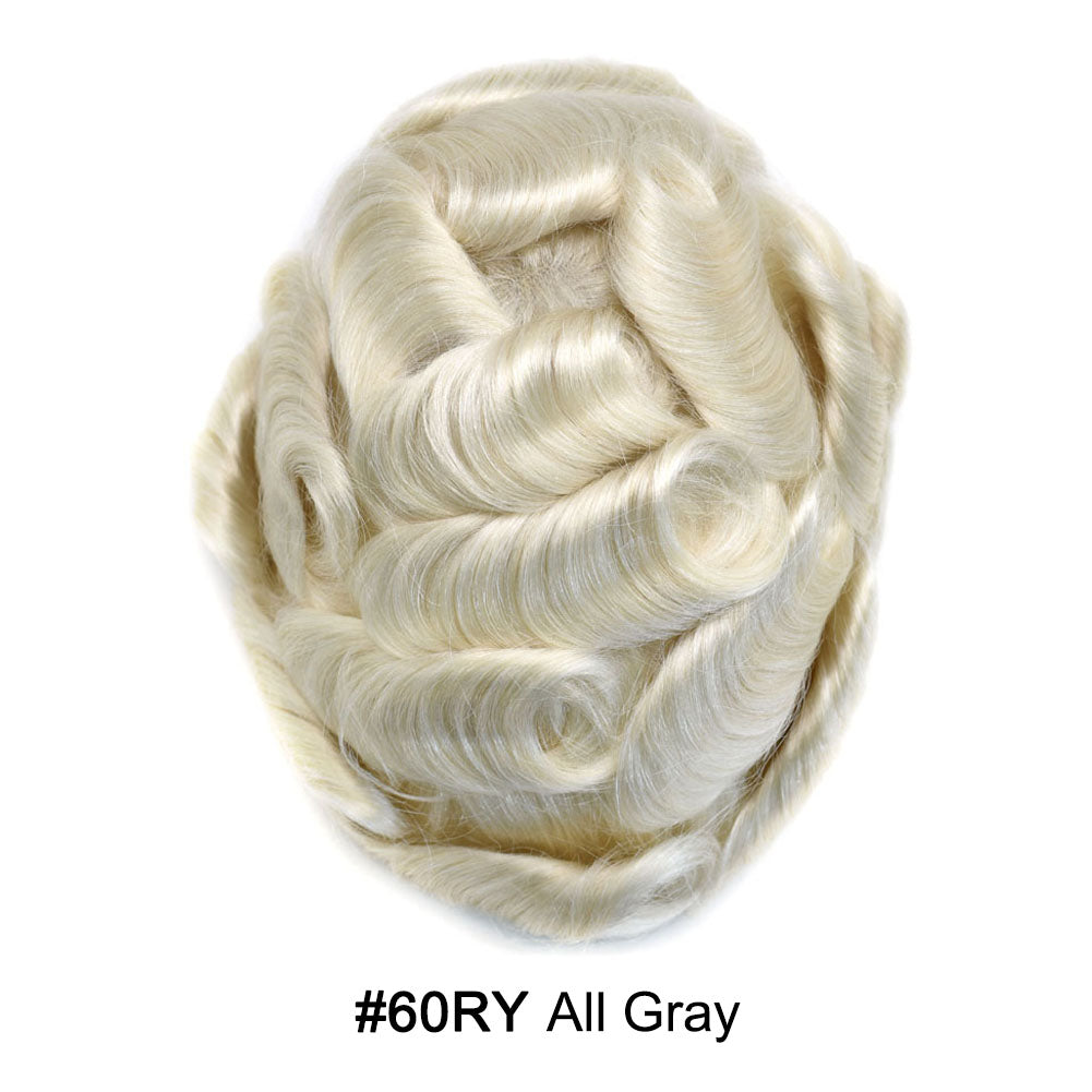 Durable Full Poly Thin Skin Men's Hair System – 0.12mm Breathable Toupee with Natural Hairline