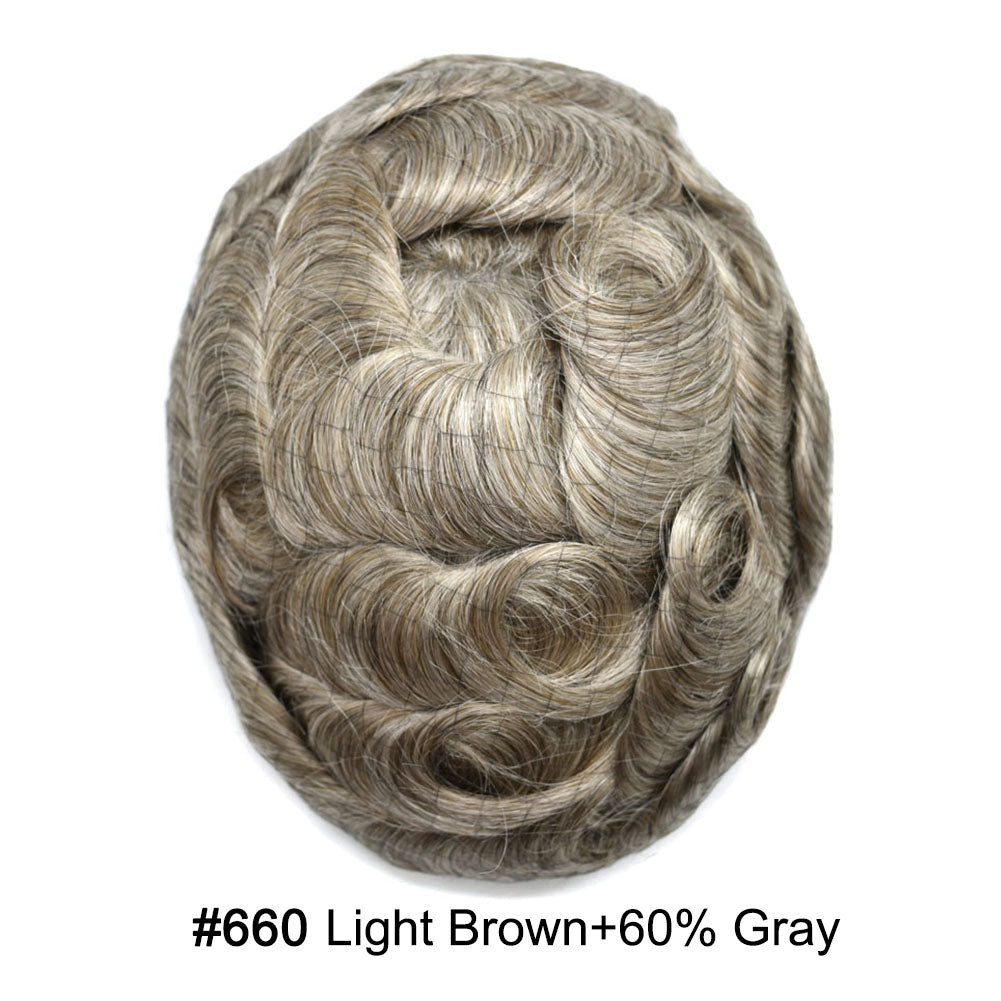 Durable Full Poly Thin Skin Men's Hair System – 0.12mm Breathable Toupee with Natural Hairline