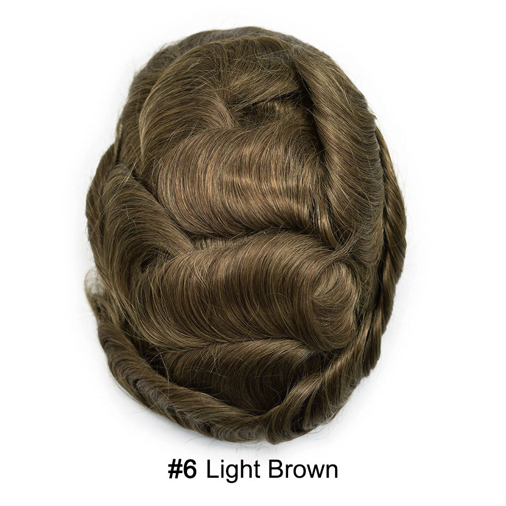 Fine Mono Mens Hair Pieces French Lace Front Men Toupee Poly Skin Hair Replacement System for Men