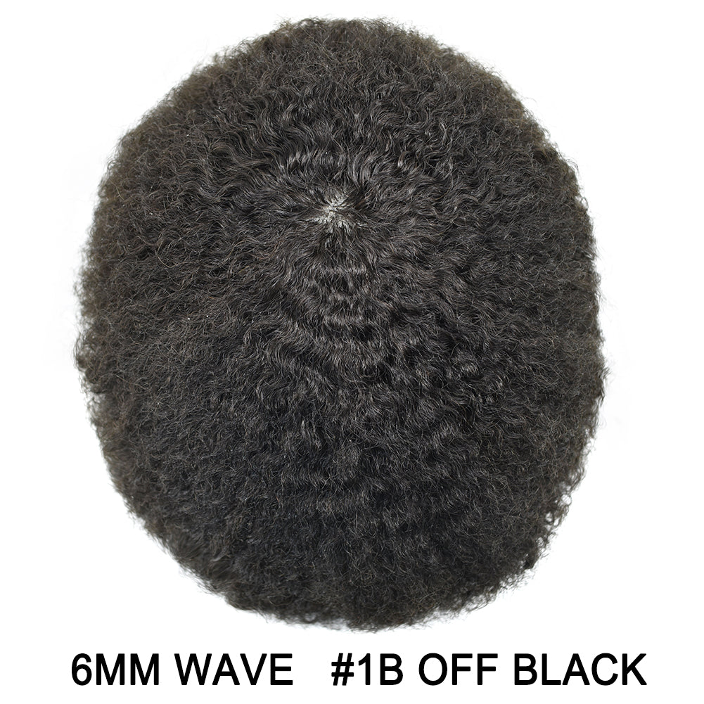 Kinky Curly Afro Mens Toupee 0.03-0.06mm Thickness PU  Hair Unit For Black Men