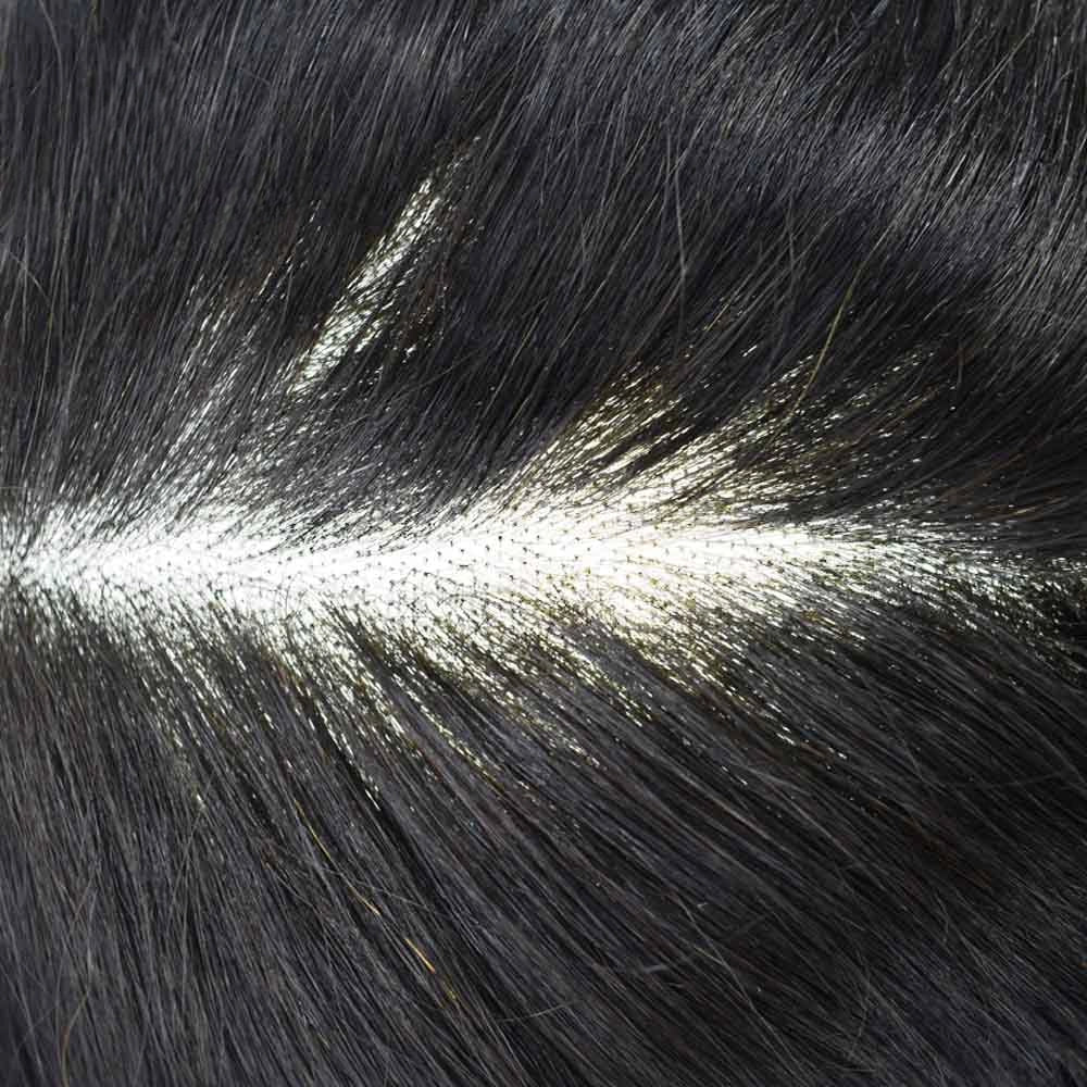 Fine Mono Mens Hair Pieces French Lace Front Men Toupee Poly Skin Hair Replacement System for Men