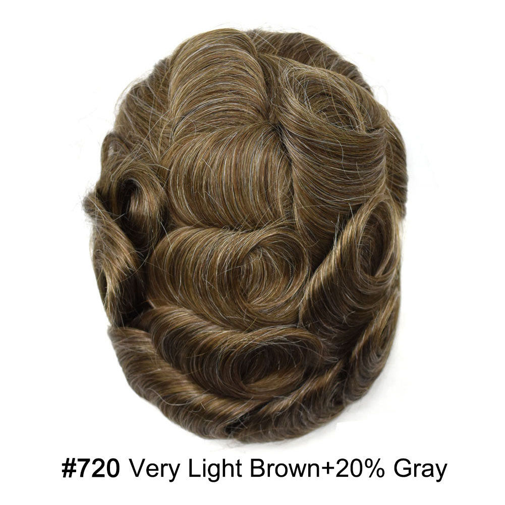 French Lace Front Mens Toupee Breathable Human Hairpiece