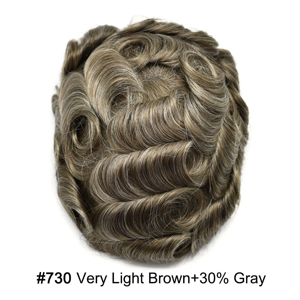 French Lace Front Mens Toupee Breathable Human Hairpiece