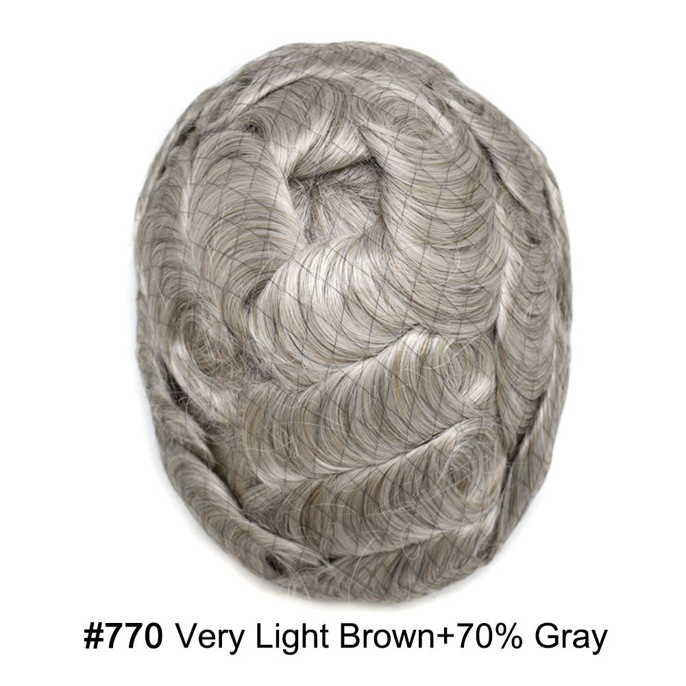 Durable Full Poly Thin Skin Men's Hair System – 0.12mm Breathable Toupee with Natural Hairline