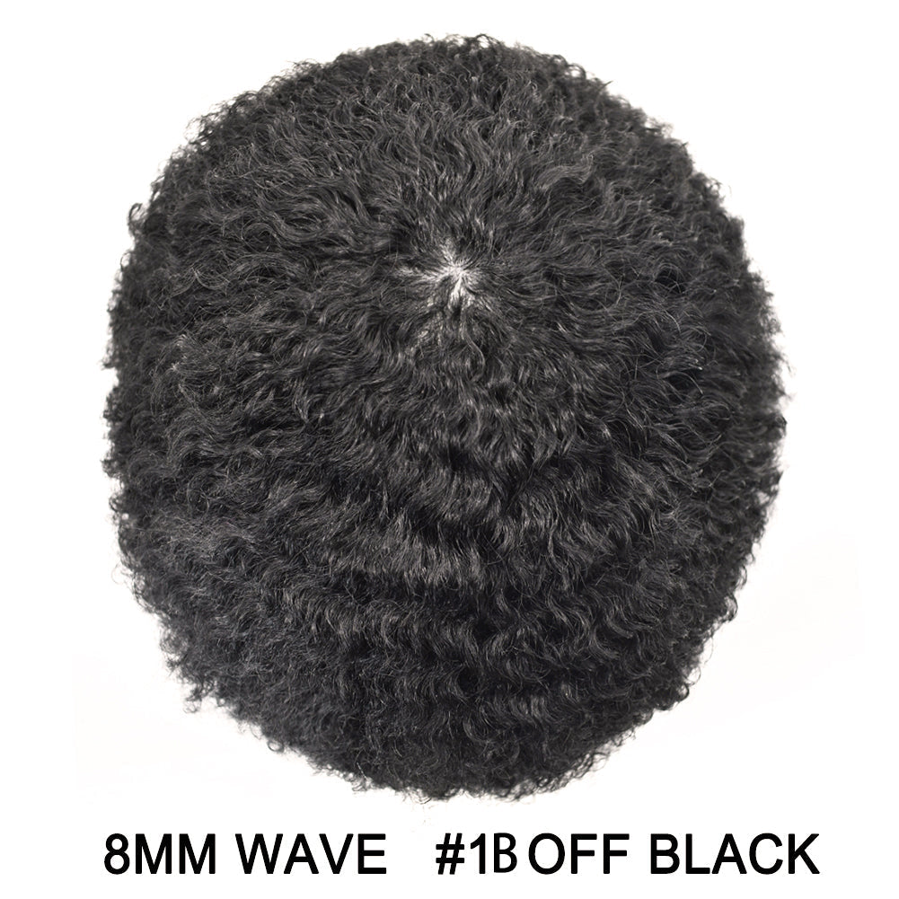 Kinky Curly Afro Mens Toupee 0.03-0.06mm Thickness PU  Hair Unit For Black Men