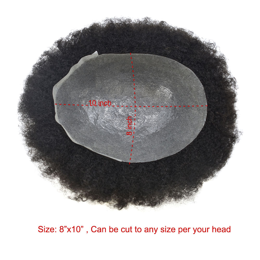 Kinky Curly Afro Mens Toupee 0.03-0.06mm Thickness PU  Hair Unit For Black Men