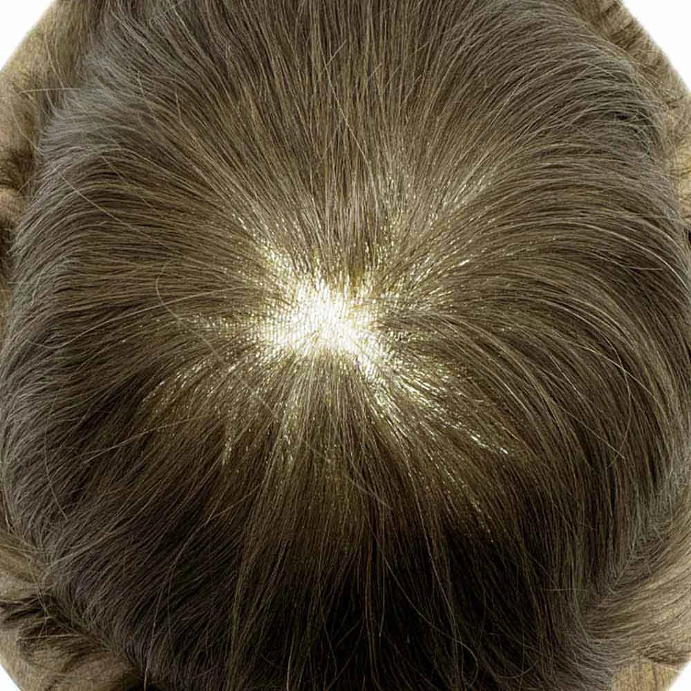 Mens Toupee Lace Front Skin Hair System for Men 0.06mm Thin Skin Undetectable V-looped Mens Hairpieces
