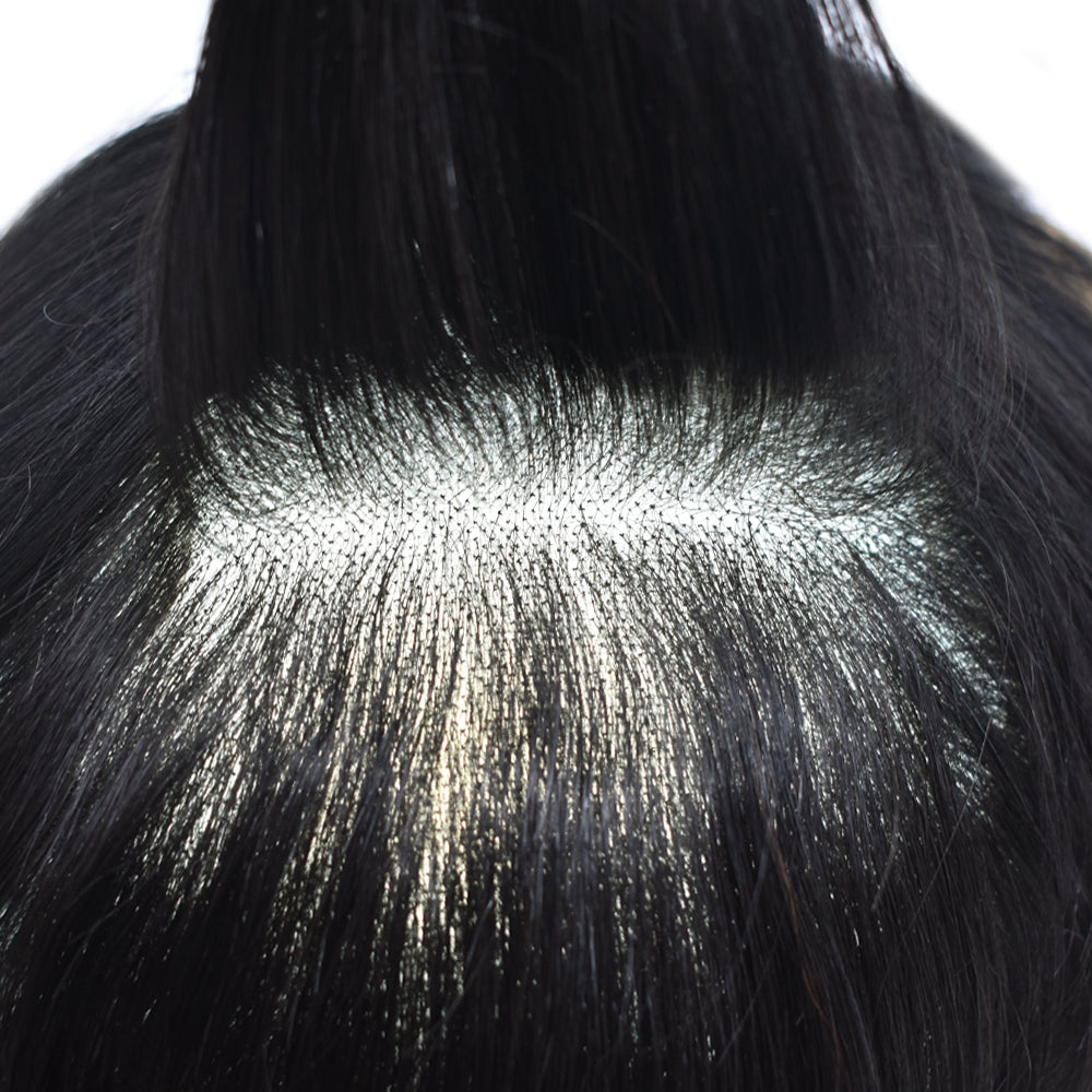 Mens Toupee Hair System French Lace PU Coated Mens Hairpiece Center Lace Human Toupee for Men