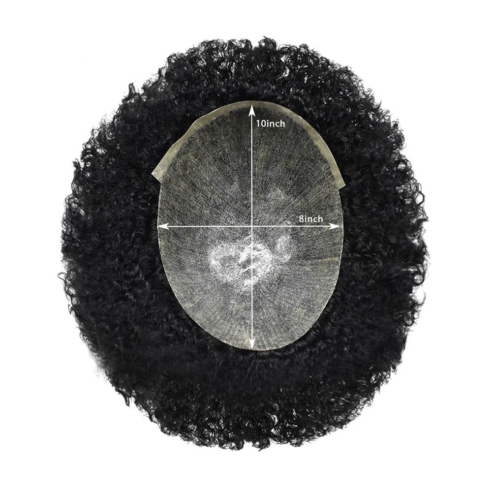 Afro Toupee for Black Men Full PU Curly Hair Unit For American African Men