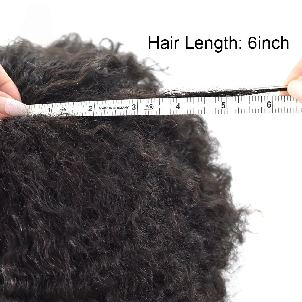 Afro Toupee for Black Men Full PU Curly Hair Unit For American African Men