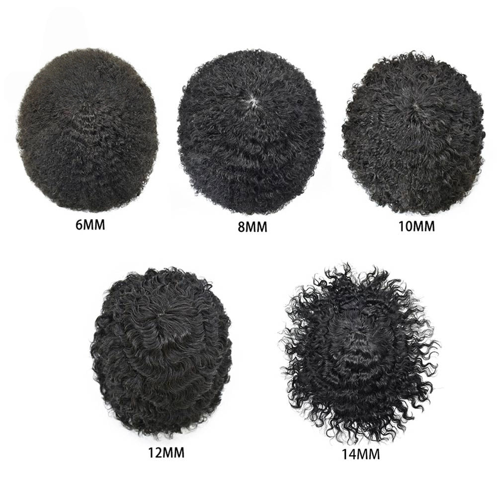 Afro Toupee for Black Men Full PU Curly Hair Unit For American African Men
