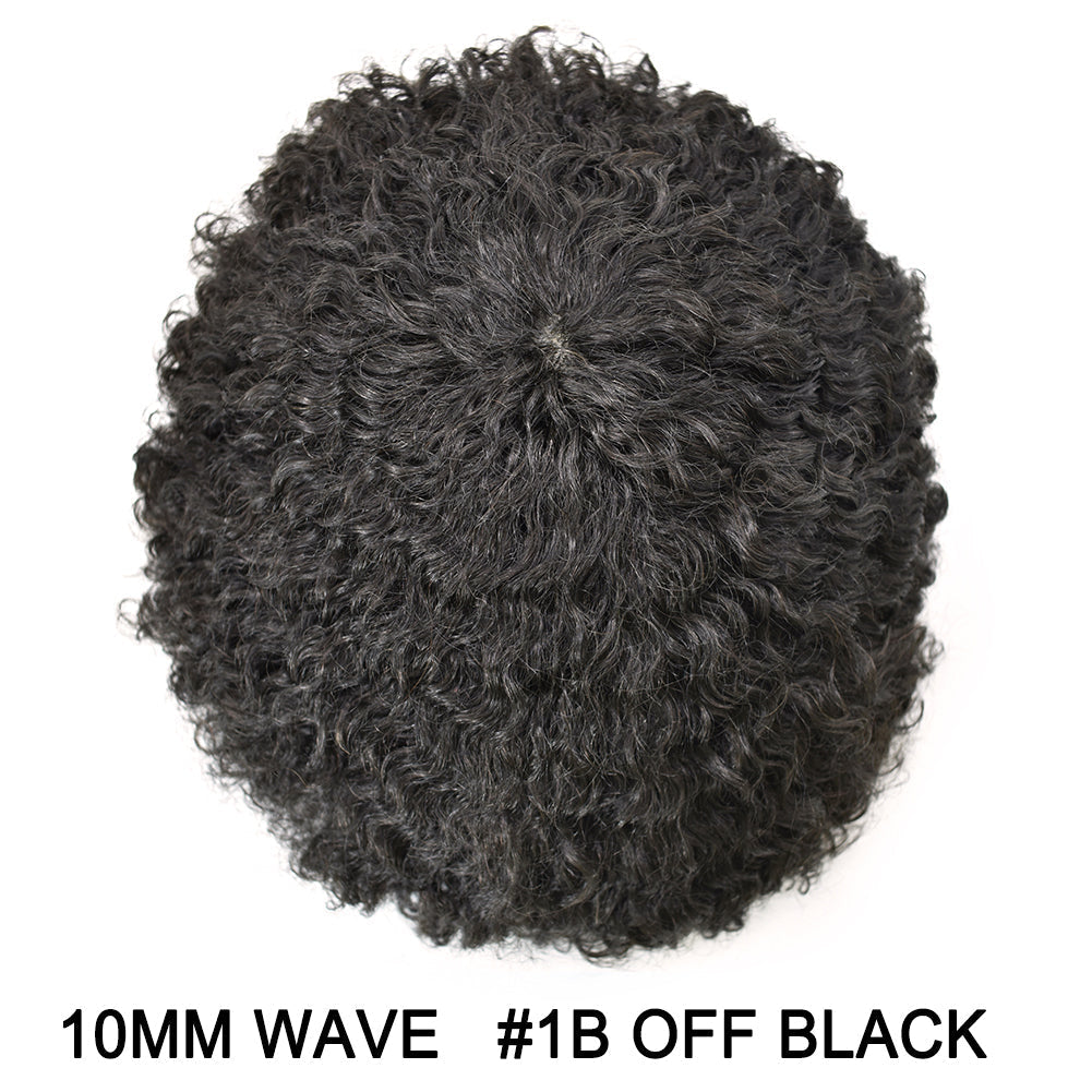 Afro Curl Hairpiece for Black Men – Full Thin Skin Base Men's Toupee