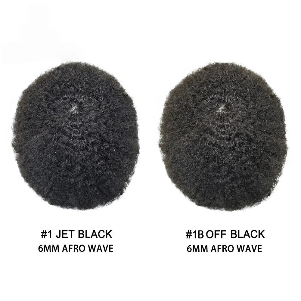 Afro Curl Hairpiece for Black Men – Full Thin Skin Base Men's Toupee
