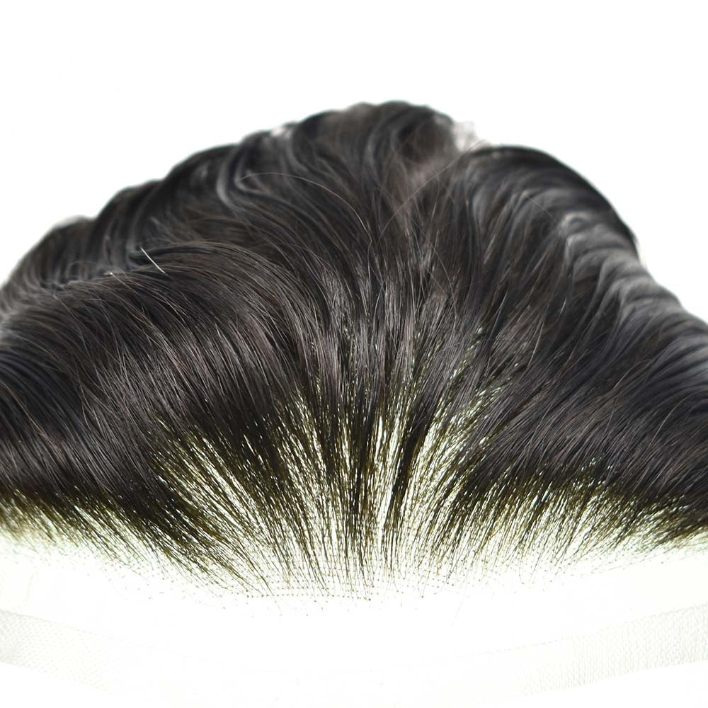 Mens Toupee Full Swiss Lace Hair System Bleached Knots Mens Hairpieces Natural Hairline Toupee for Men