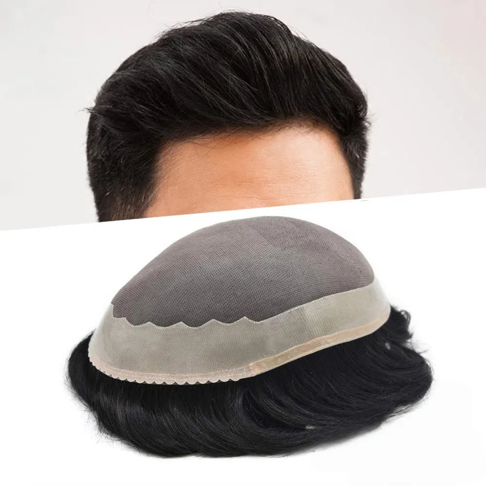 Men Toupee Fine Monofliament Durable Mens Hair System Human Hair Mens Hairpiece