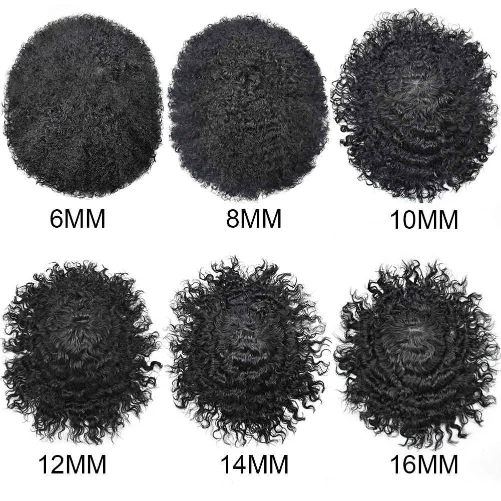 Afro Curl Hairpiece for Black Men – Full Thin Skin Base Men's Toupee