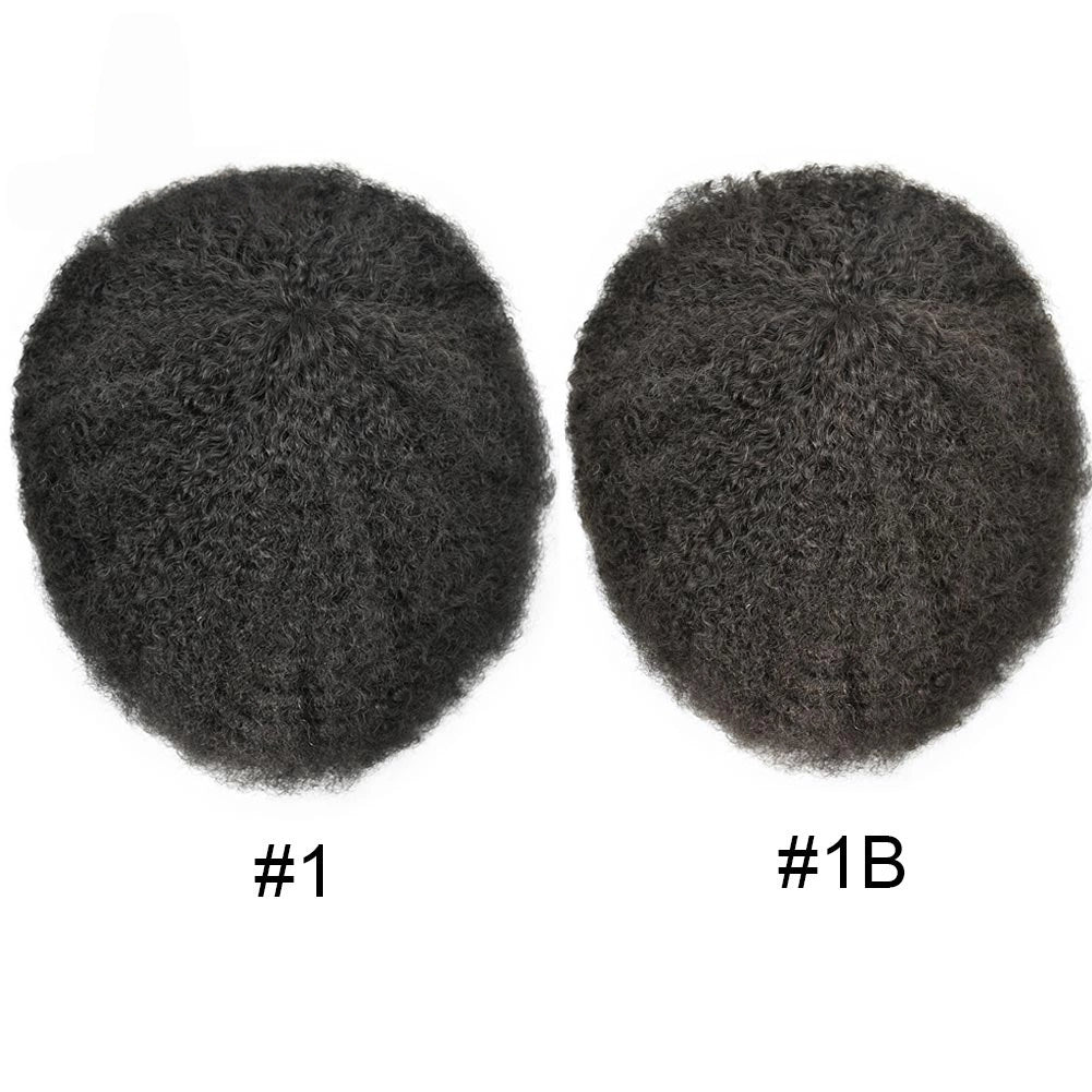 Afro Toupee For Men African Curly Monofilament Durable Hair System For Black Men Hair Unit