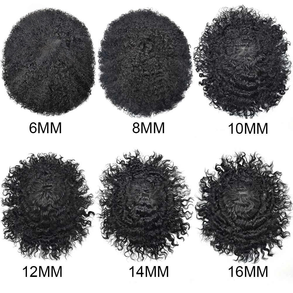 Afro Toupee For Men African Curly Monofilament Durable Hair System For Black Men Hair Unit