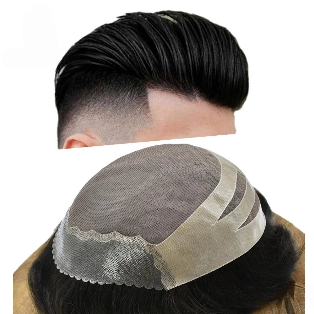 Mens Hair System Fine Monofilament Front Mens Human Hair Toupee Non-Surgical Hair Replacement For Mens Hairpiece