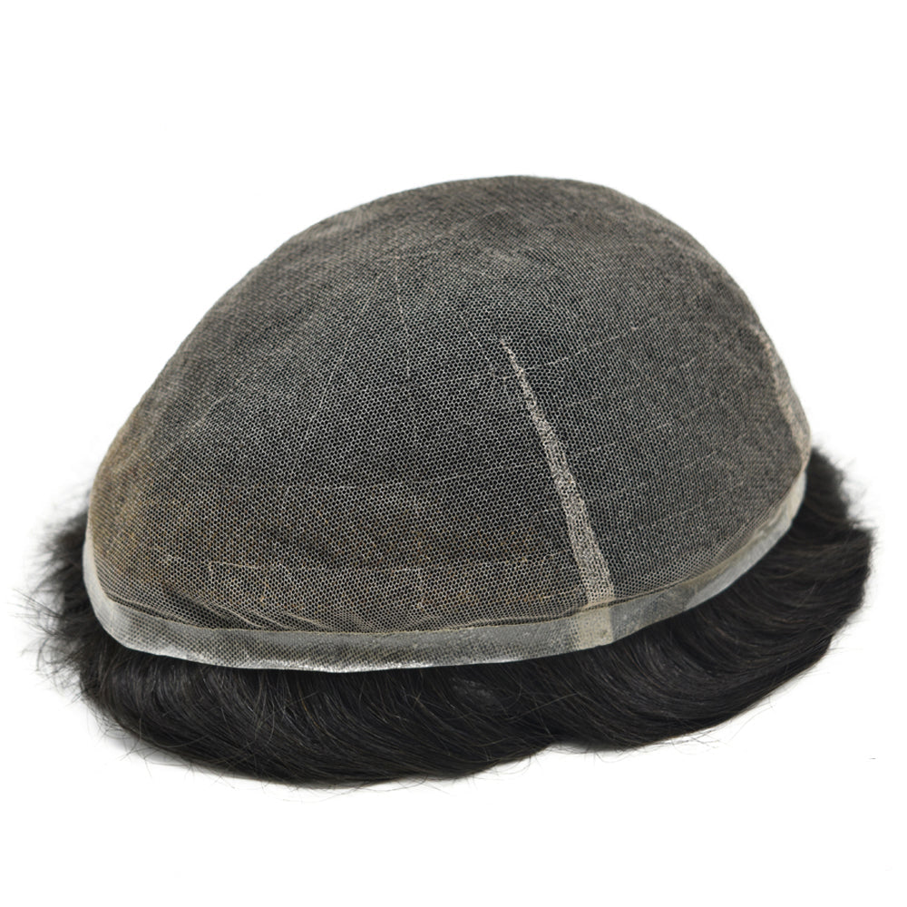 Swiss Lace Bleached Knots Mens Hairpieces Natural Hairline Toupee for Men