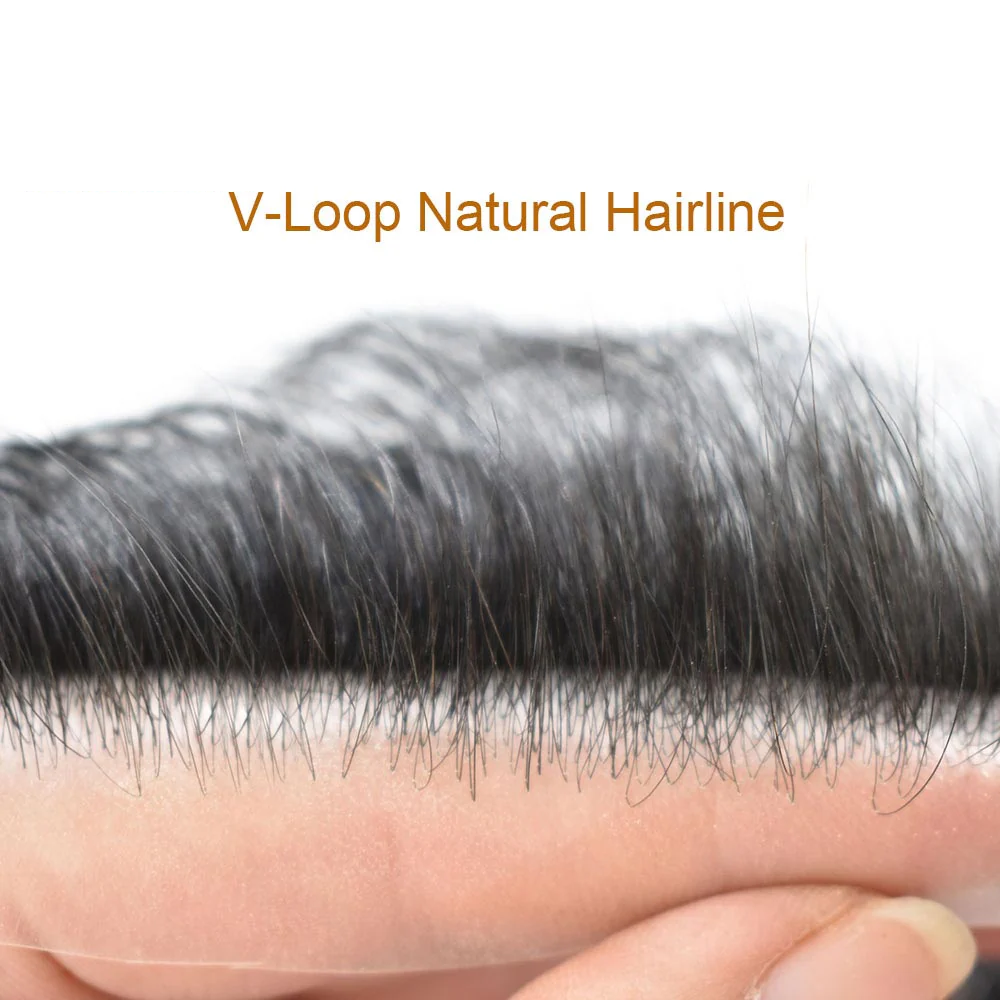 InvisiHair Men’s V-Looped PU Frontal Hairpiece – Natural Hairline & Invisible Base